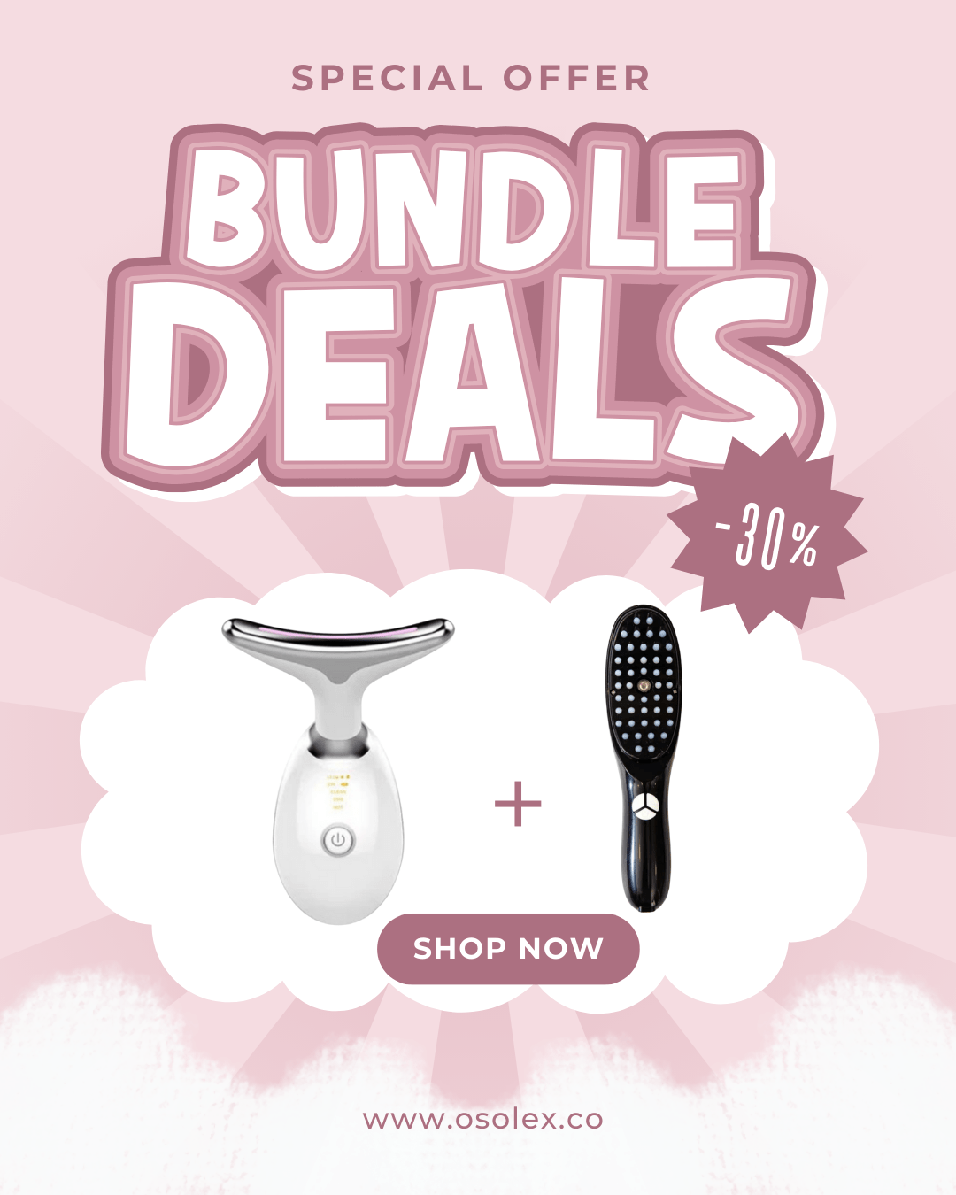 11.11 Bundle (Hair Therapy Brush + Anti - Aging Face Massager) - Osolex
