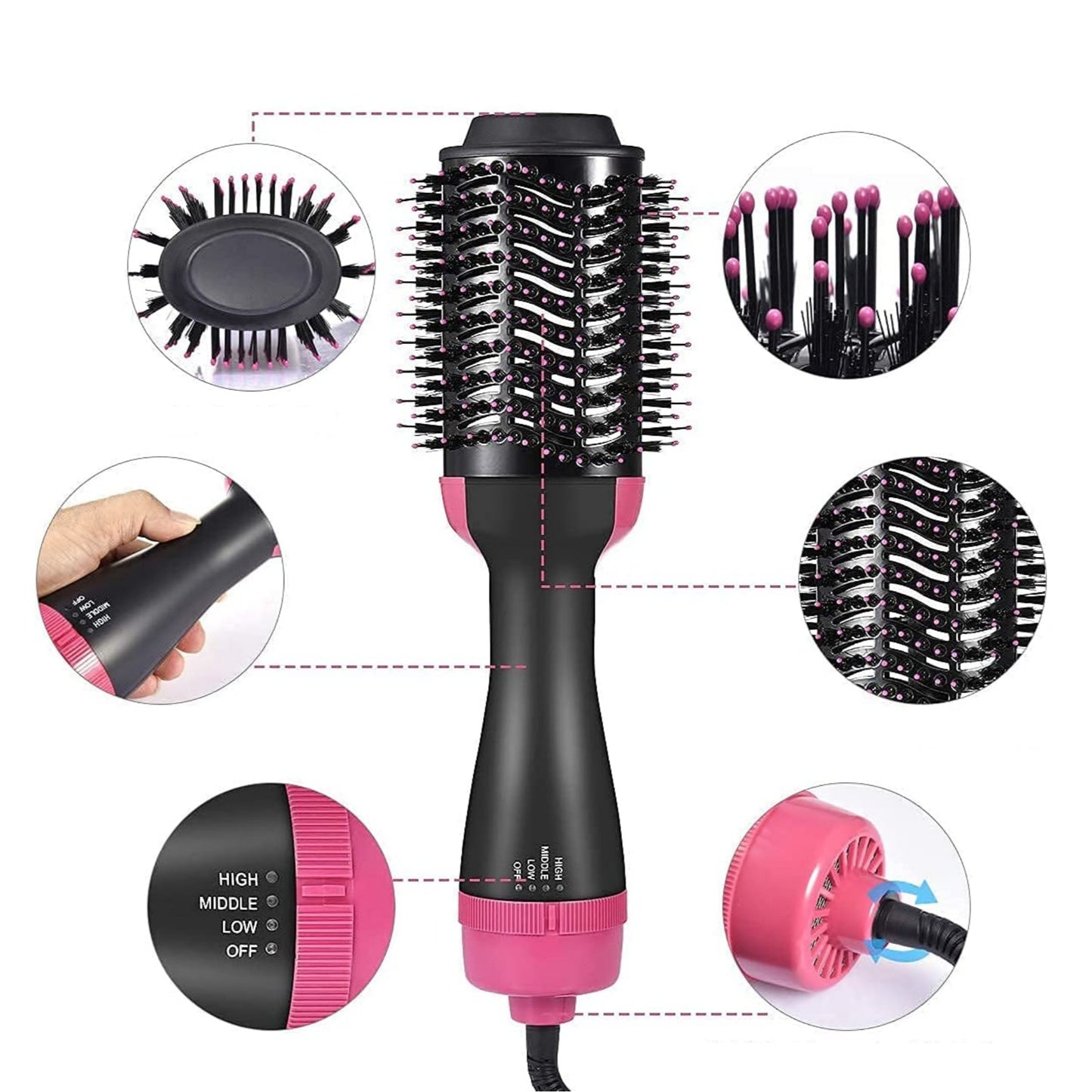 Hot Air Brush (Hair Styler – Dry, Straighten & Volumize in One Go) - Osolex