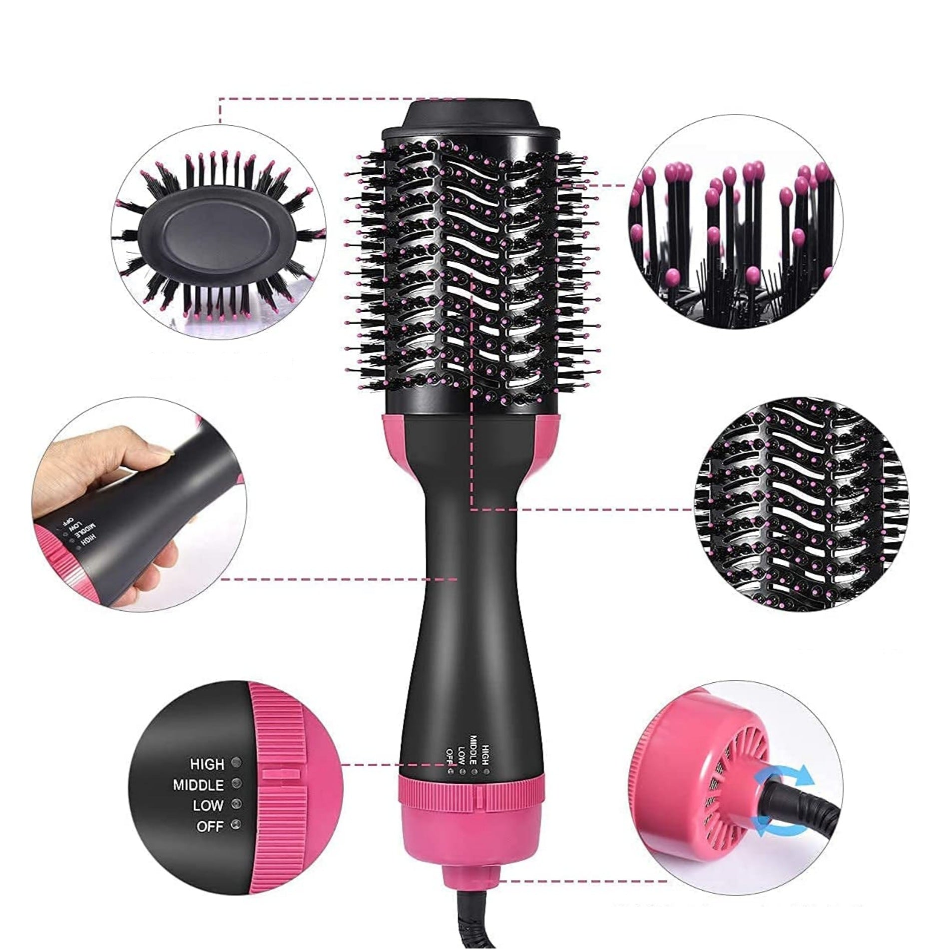 Hot Air Brush (Hair Styler – Dry, Straighten & Volumize in One Go) - Osolex