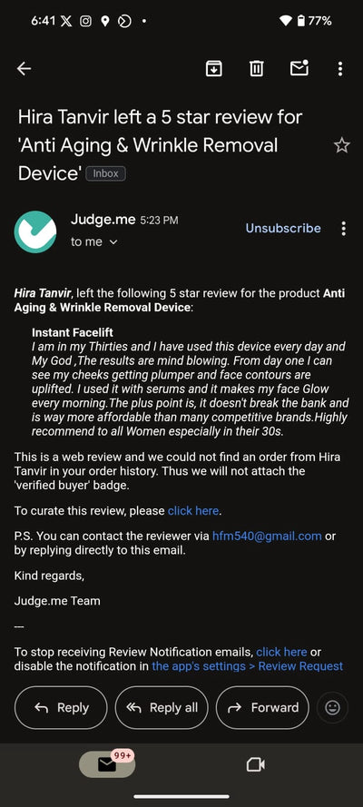 Customer review screenshot