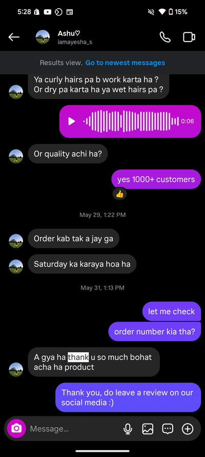 Customer review screenshot